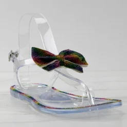 Forever Lucid 15 Womens Sling Back Rhinestone Embellished Bow T Strap Jelly Sandals