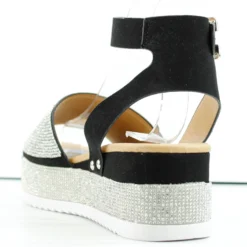 Forever Luxury 96 Women's Rhinestone Wide Band Buckled Platform Sandals -sbwshoes shop Luxury96 3