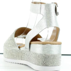 Forever Luxury 96 Women's Rhinestone Wide Band Buckled Platform Sandals -sbwshoes shop Luxury96 6