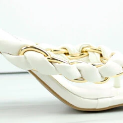 Milah Women's Twisted Chain Heeled Thong Sandals -sbwshoes shop Milah 4