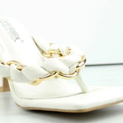 Milah Women's Twisted Chain Heeled Thong Sandals -sbwshoes shop Milah 5