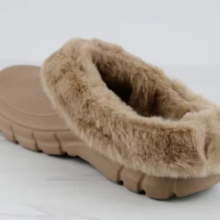 MuffinWomens Fur Lining Slip On Clogs -sbwshoes shop MuffinBrown 3