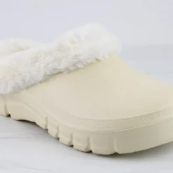 MuffinWomens Fur Lining Slip On Clogs -sbwshoes shop MuffinCream 1