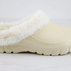 MuffinWomens Fur Lining Slip On Clogs -sbwshoes shop MuffinCream 2