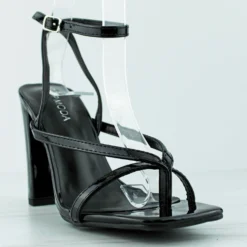 Nile 1 Women's High Block Heel Square Toe Dress Sandals -sbwshoes shop NileBlack