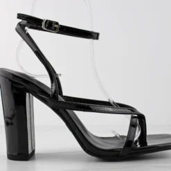 Nile 1 Women's High Block Heel Square Toe Dress Sandals -sbwshoes shop NileBlack 2