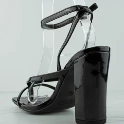 Nile 1 Women's High Block Heel Square Toe Dress Sandals -sbwshoes shop NileBlack 3