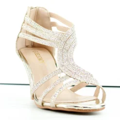 Forever Perform 65 Women's Rhinestone Embellished Heel Sandals -sbwshoes shop Perform65 2