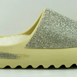 PlayoffD Women's Rhinestone Horizontal Grooved Outsole Slides -sbwshoes shop PlayoffdIvory 2