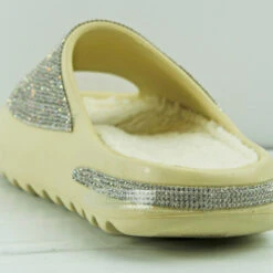 PlayoffD Women's Rhinestone Horizontal Grooved Outsole Slides -sbwshoes shop PlayoffdIvory 3