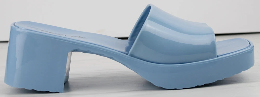 Rhea Women's Patent Slip On Chunky Low Heeled Sandals 2 Rhea Women's Patent Slip On Chunky Low Heeled Sandals - Image 2