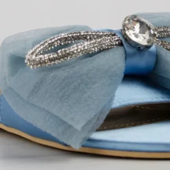 Richess Women's Embellished Bow Round Toe Flat Slip On Sandals