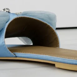 Richess Women's Embellished Bow Round Toe Flat Slip On Sandals -sbwshoes shop RICHESS 2