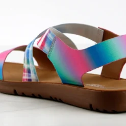 Forever Reform 53 Women's Criss Cross Elastic Strap Flat Sandals -sbwshoes shop Reform53BlueTieDye 3