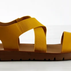 Forever Reform 53 Women's Criss Cross Elastic Strap Flat Sandals -sbwshoes shop Reform53Yellow 2