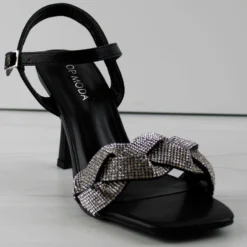 Roadie 8 Women's Braided Mid Heel Rhinestone Stiletto Sandals