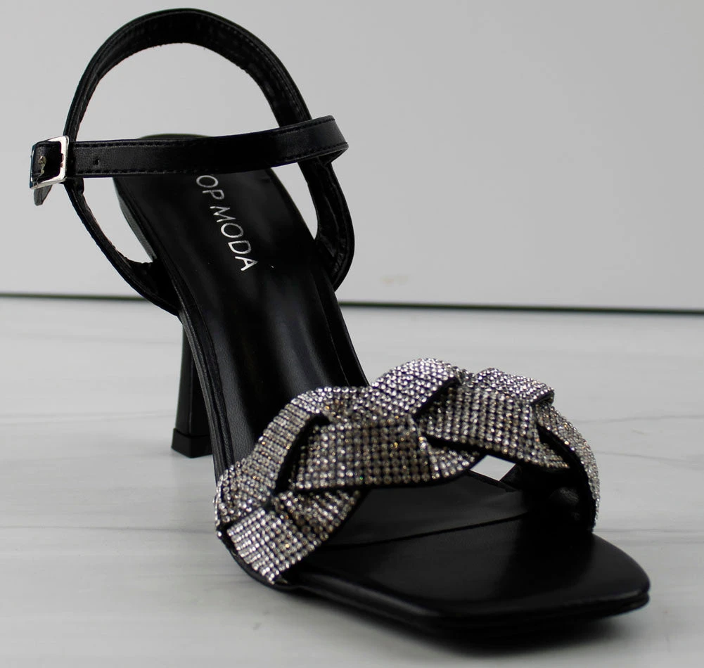 Roadie 8 Women's Braided Mid Heel Rhinestone Stiletto Sandals 1 Roadie 8 Women's Braided Mid Heel Rhinestone Stiletto Sandals