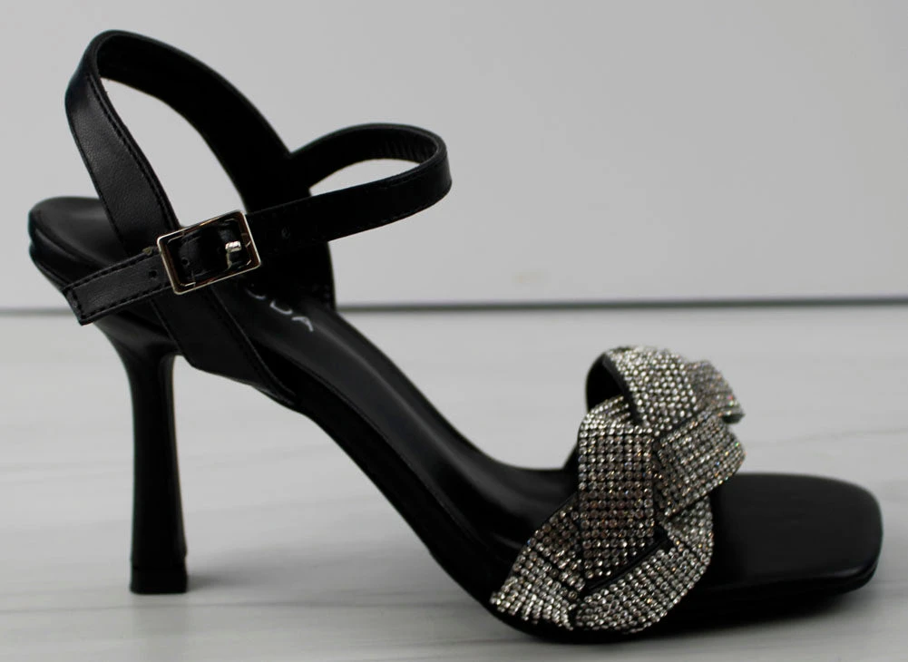 Roadie 8 Women's Braided Mid Heel Rhinestone Stiletto Sandals 2 Roadie 8 Women's Braided Mid Heel Rhinestone Stiletto Sandals - Image 2