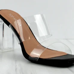 SELMA 1 Womens Clear StrapClear Block Heel Sandals -sbwshoes shop Selma 1 5