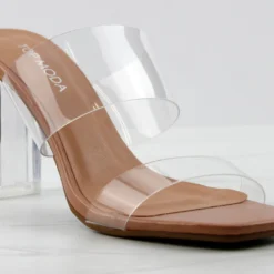 SELMA 1 Womens Clear StrapClear Block Heel Sandals