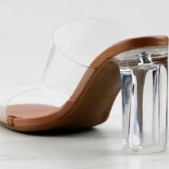 SELMA 1 Womens Clear StrapClear Block Heel Sandals -sbwshoes shop Selma1Nude 3