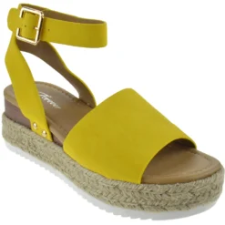 Forever Sensational 1 Womens StrappyEspadrille Wedges -sbwshoes shop Sensational1Mustard 1