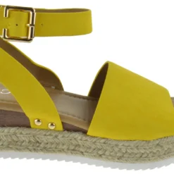 Forever Sensational 1 Womens StrappyEspadrille Wedges -sbwshoes shop Sensational1Mustard 2