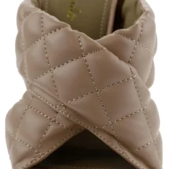 Sponge Womens Quilted Square Toe Chunky Heel Sandals -sbwshoes shop SpongeNude 4