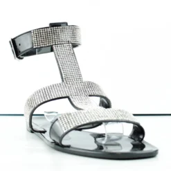 Bamboo Studs 11 Womens Rhinestone Caged Jelly Flat Sandals