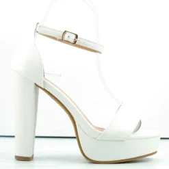 Thomas-52 Womens Open Toe Platform Block Heel Sandals -sbwshoes shop Thomas52White 1