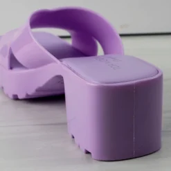 Tiana 3 Women's Patent Slip On Chunky Low Heeled Sandals -sbwshoes shop Tiana3 9