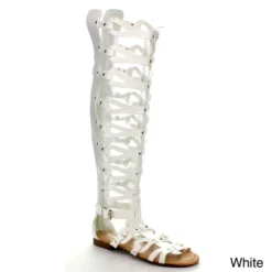 Forever Atta 17 Womens Knee High Buckle Embellish Caged Gladiator Sandals -sbwshoes shop WHITE 9 WHITE 6 WHITE 5 WHITE 7 WHITE 8 WHITE 10 WHITE 11 WHITE 8.5 WHITE 6.5 WHITE 5.5 WHITE 7.5 FOREVER ATTA 17 Womens Keen High Strappy Gladiator Sandals ce87b6bd 0097 4f71 b358 16