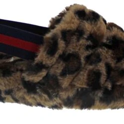 Warmness 02 Womens Super Soft Ankle Strapped Slides -sbwshoes shop Warmness02Leopard 2