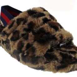 Warmness 02 Womens Super Soft Ankle Strapped Slides -sbwshoes shop Warmness02Leopard 3