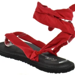 Forever Yoga 1 Womens Wrap Around Sling Flat Sandals -sbwshoes shop Yoga1Red 3