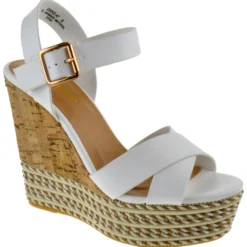 Bamboo Choice 47 Womens High Heel Strappy Cork Wedges