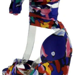 Bamboo Choice 63 Womens Floral Wrap High Heel Wedges -sbwshoes shop choice 63 blue 3