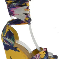 Bamboo Choice 63 Womens Floral Wrap High Heel Wedges -sbwshoes shop choice 63 marigold 2