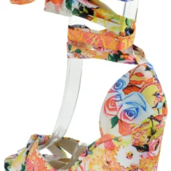 Bamboo Choice 63 Womens Floral Wrap High Heel Wedges -sbwshoes shop choice 63 white 3