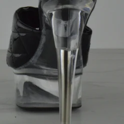 Hainey Women's Cross Stitch Clear Platform Stiletto High Heels -sbwshoes shop haineyblk 3