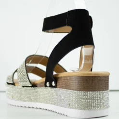 Forever Luxury 43 Women's Rhinestone Double Band Buckled Platform Sandals -sbwshoes shop lUXURY43 1
