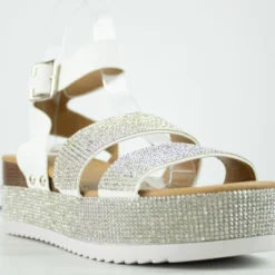 Forever Luxury 43 Women's Rhinestone Double Band Buckled Platform Sandals -sbwshoes shop lUXURY43 3
