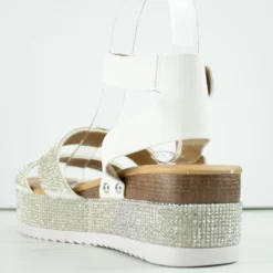 Forever Luxury 43 Women's Rhinestone Double Band Buckled Platform Sandals -sbwshoes shop lUXURY43 4