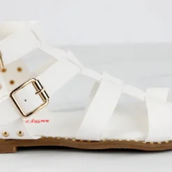 Minimal 58 Womens Open Toe Dual Buckle Studded Flat Caged Gladiator Sandals 22 Minimal 58 Womens Open Toe Dual Buckle Studded Flat Caged Gladiator Sandals -sbwshoes shop minimal58white 2