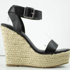 Bamboo Prefer 01 Women's Patent Square Toe Wedge Espadrille Sandals -sbwshoes shop pREFER01 2