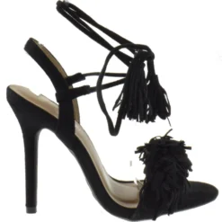 Forever Rubina 57 Women's Fringe Open Toe High Heel Sandals -sbwshoes shop rubina 57 black 2