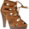 Table 8 Womens Peep Toe High Heel Caged Lace Up Strappy Sandals9
